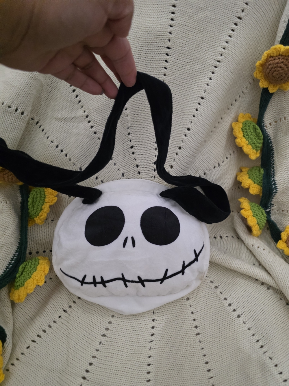Disney White & Black Jack Skellington Round Kids Crossbody Bag